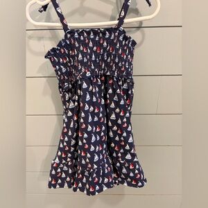 Navy Sun Dress Smock Sailboat Print & Matching Bloomers